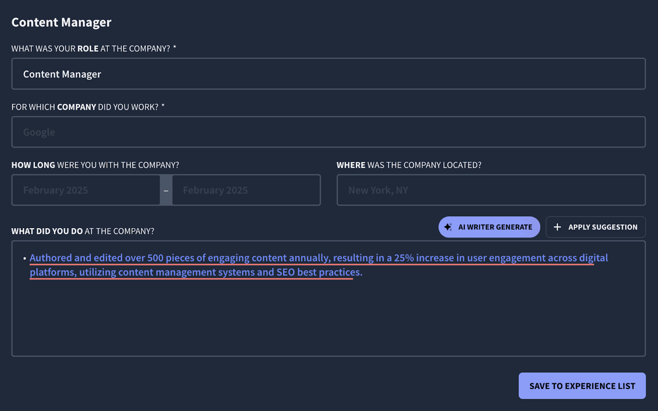 rezi ai bullet writer