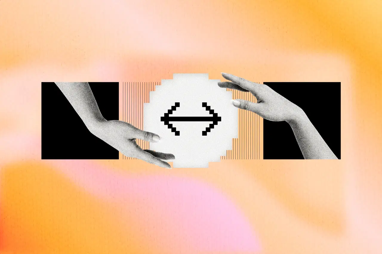 Two hands reaching toward a circle with a left-right arrow, representing skills that transfer between jobs.