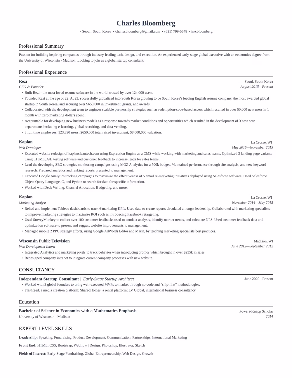 Jake's Resume template preview
