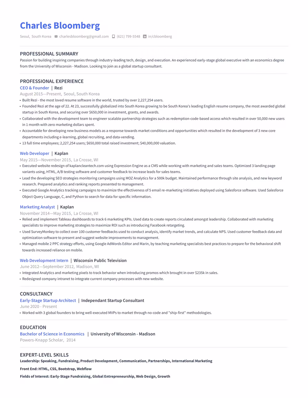 Modern resume template preview